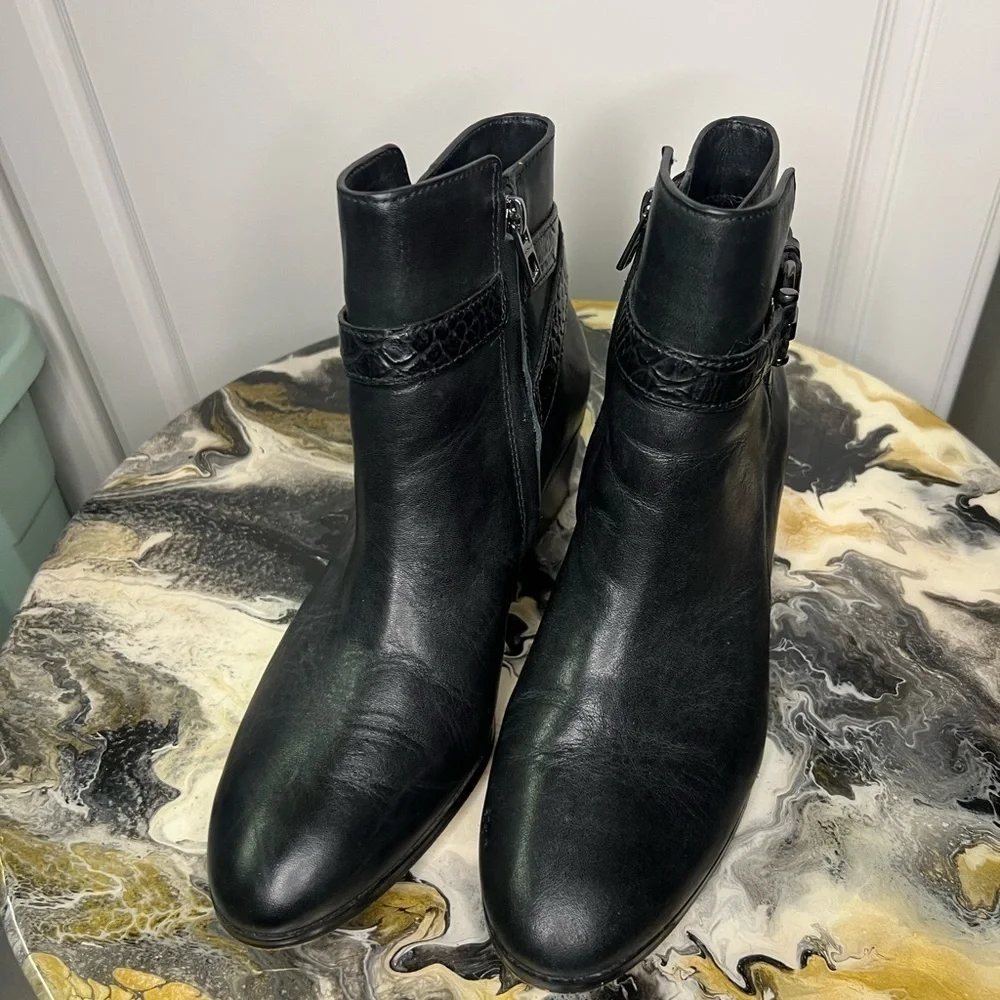 Coach Paulina Leather Boot Snakeskin Embossed